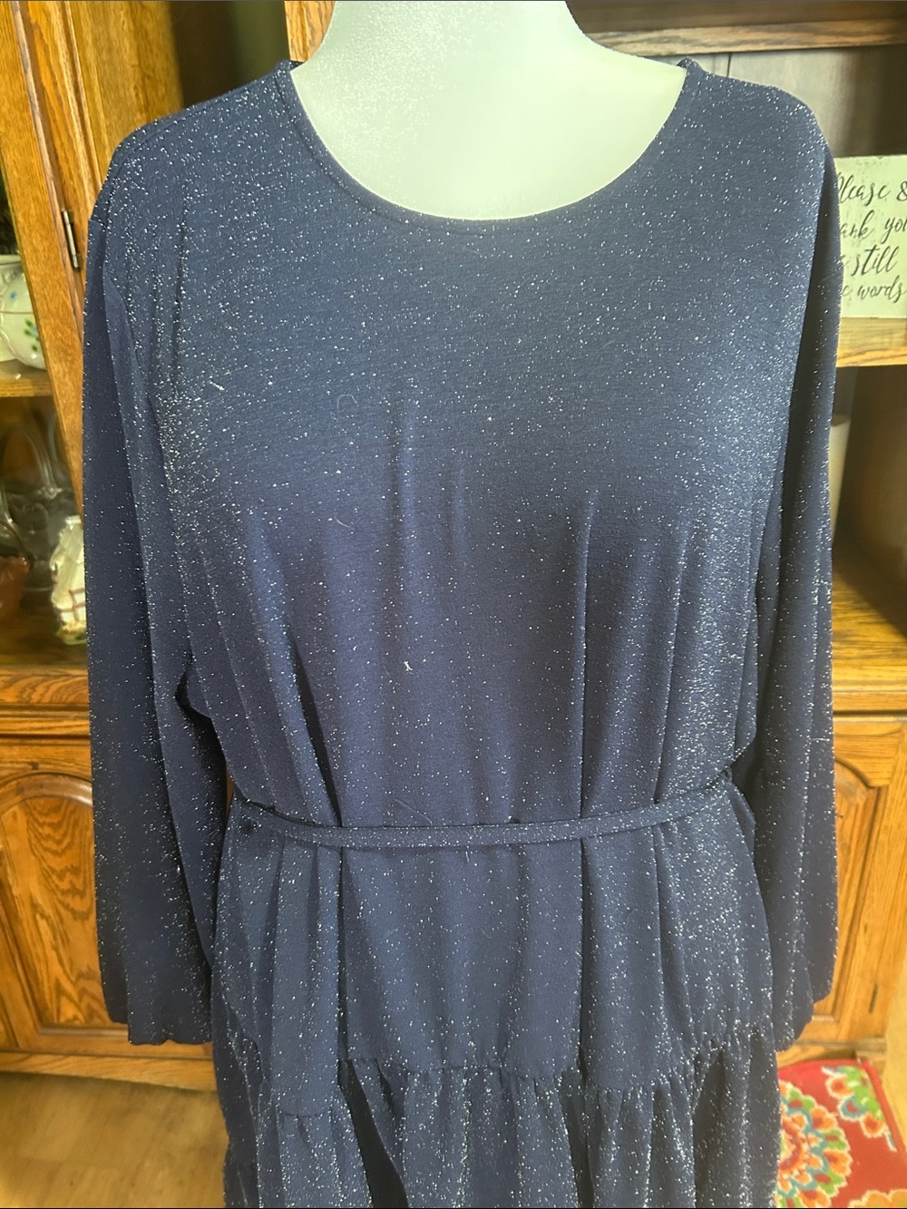 Maurice’s Sparkle Blue Tiered Long-Sleeve Dress Size 3X - Picture 2 of 11